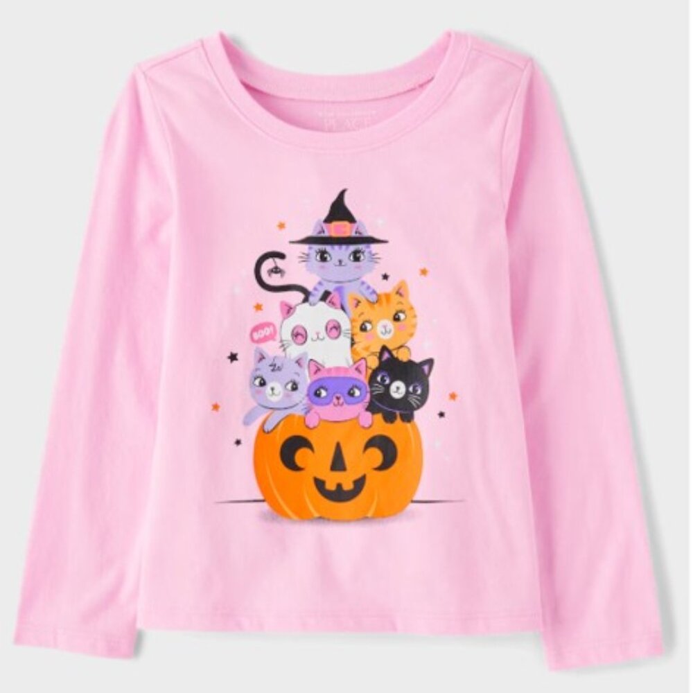 Kitties in Pumpkin Graphic Tee – Pink (Girls 2T) (BRAND-NEW & SUPER CUTE!)